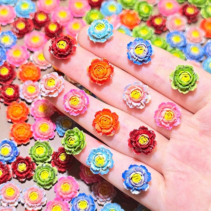 50pcs Mixed Color 3D Resin Ros - Resin Art Rose 评论和价格